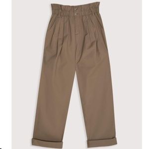 Oak + Fort Paperbag Wide-Leg Trousers in Camel